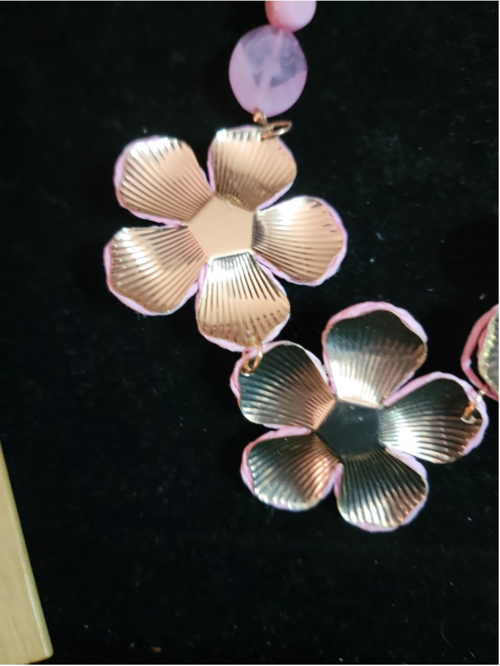 Pink Floral Statement Necklace Beaded Flower Necklace Cottagecore Spring Jewelry - Picture 10 of 12